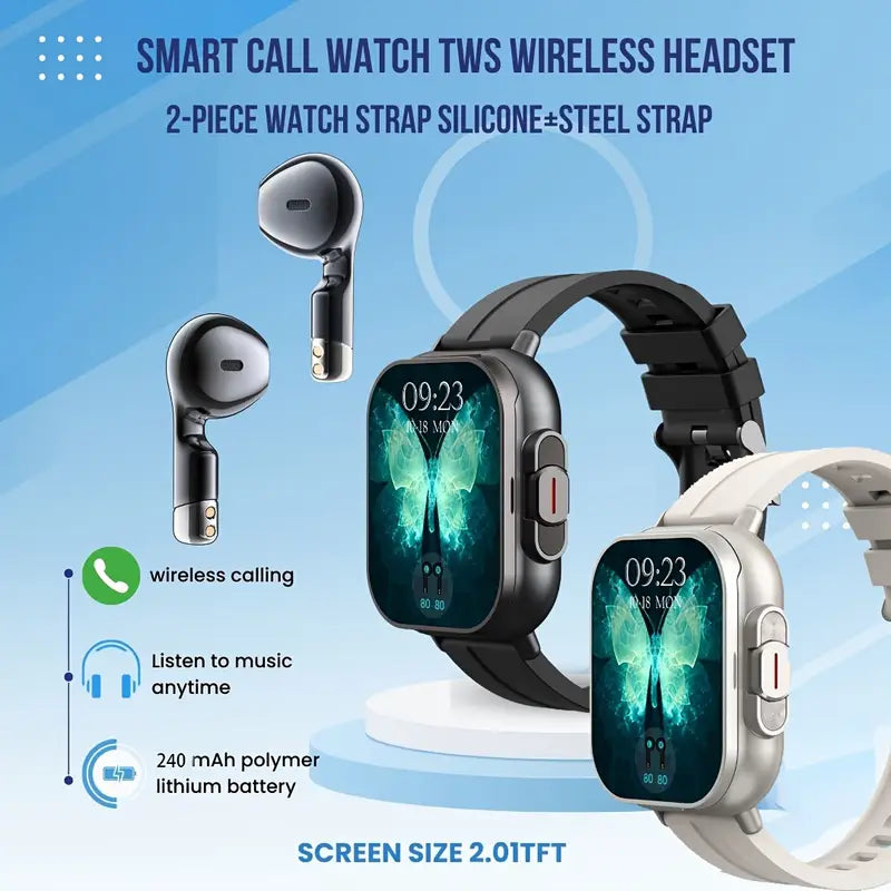 2in 1 Smart Watch with Earbuds Wireless