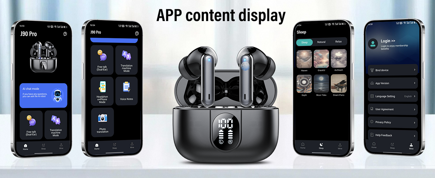 AI Language Translator Earbuds Real Time, 3-in-1 Bluetooth 5.3