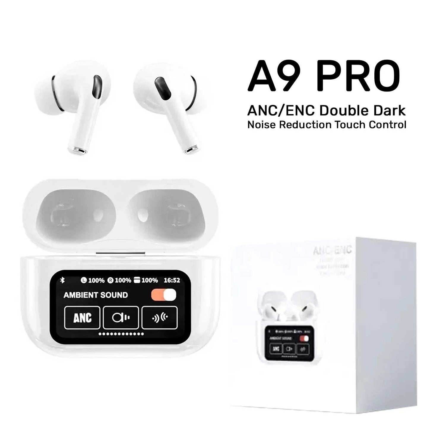 A9 Pro Airpods ANC/ENC Noise Reduction Touch Control Bluetooth Wireless Earbuds